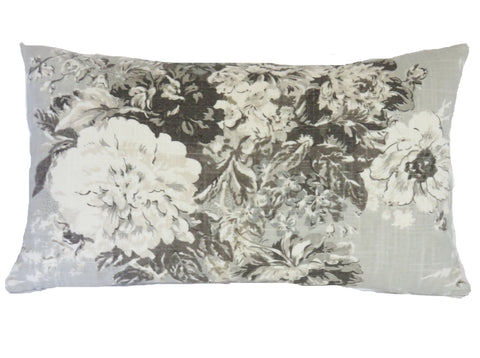 ballad grey floral lumbar pillow cover