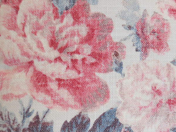 pink and blue floral pillow cover made from Waverly Cotton Beatrice fabric