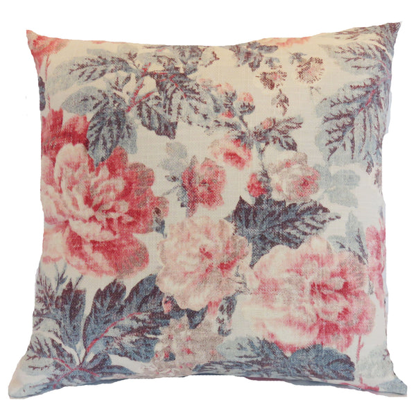 pink and blue floral pillow cover made from Waverly Cotton Beatrice fabric
