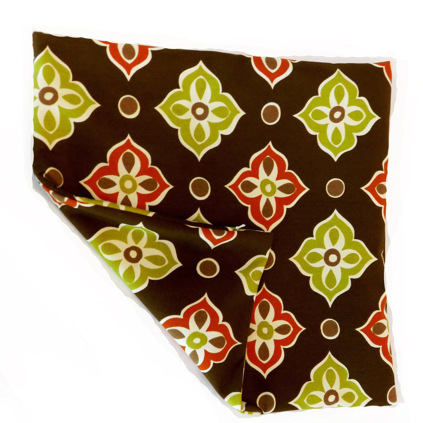 Brown Mod Floral Pillow Cover,  Retro Geometric with Lime and Orange