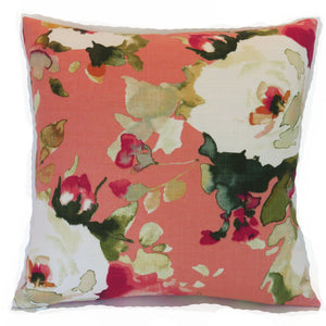 salmon pink floral pillow cover