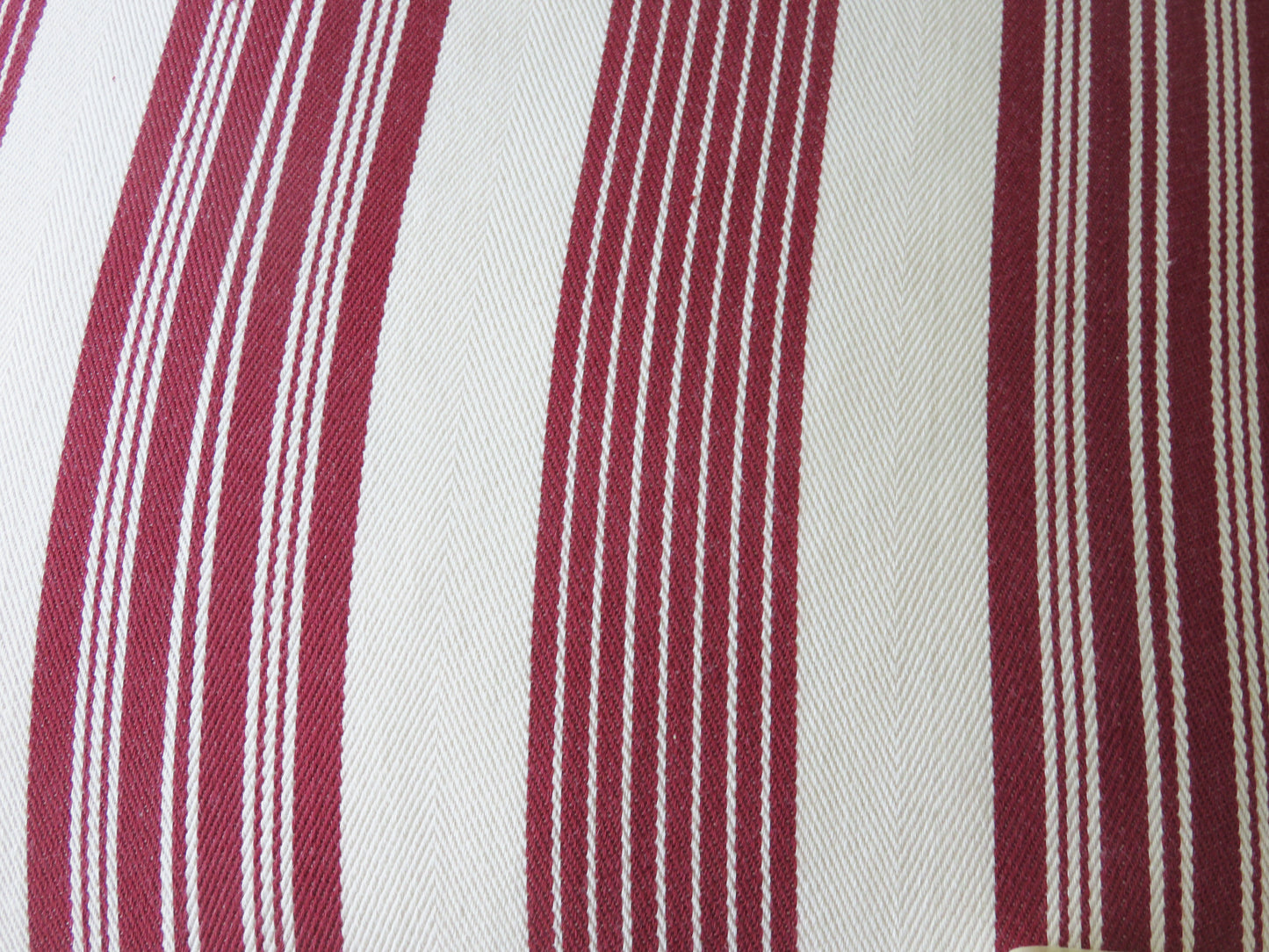 cranberry red and white striped pillow cover