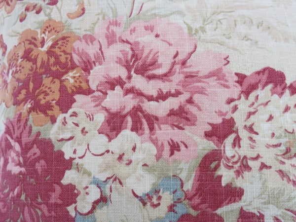 cream floral pillow cover of waverly ballad bouquet in crimson