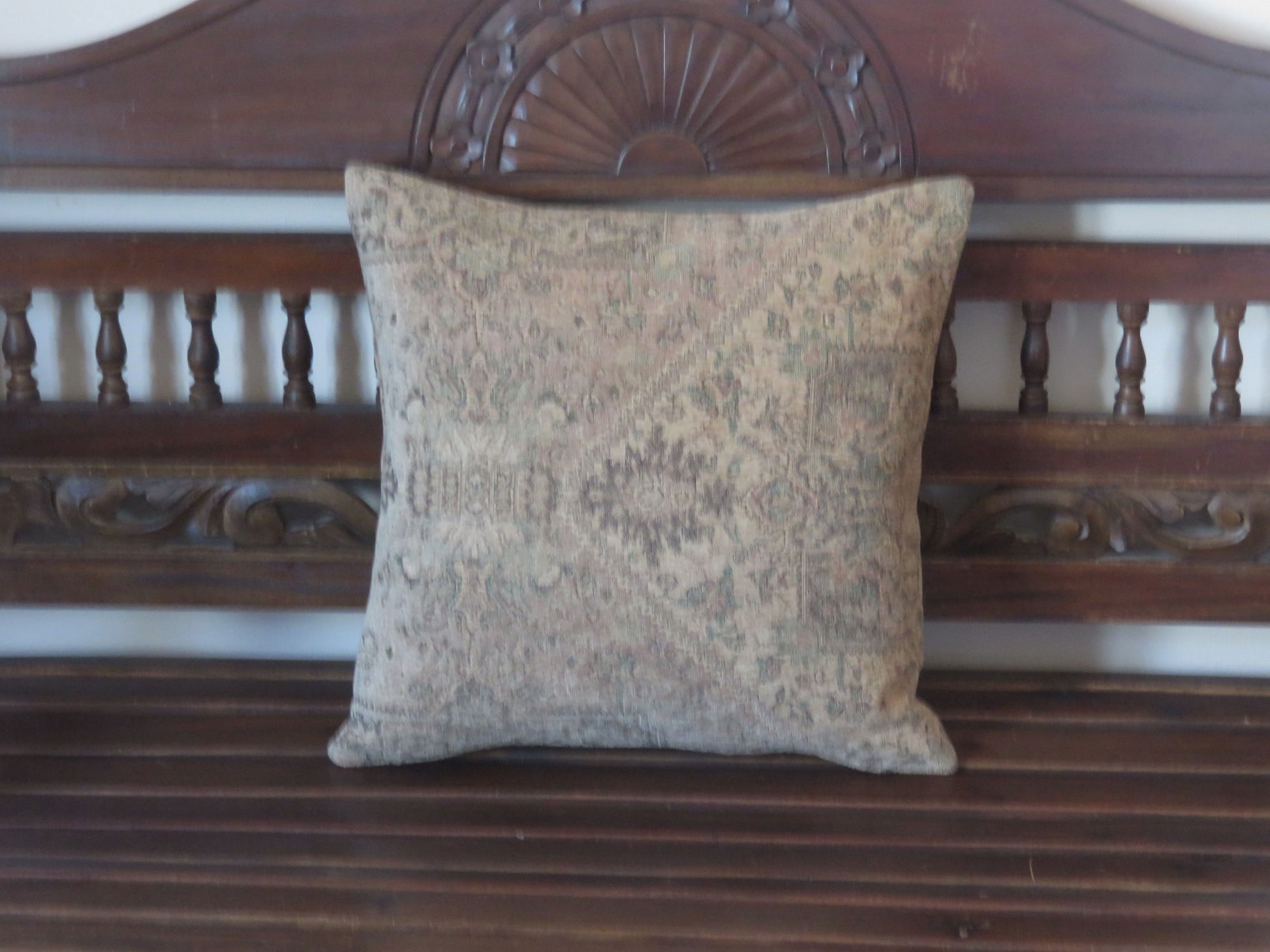 faded carpet style pillow cover in taupe, blush, pale green