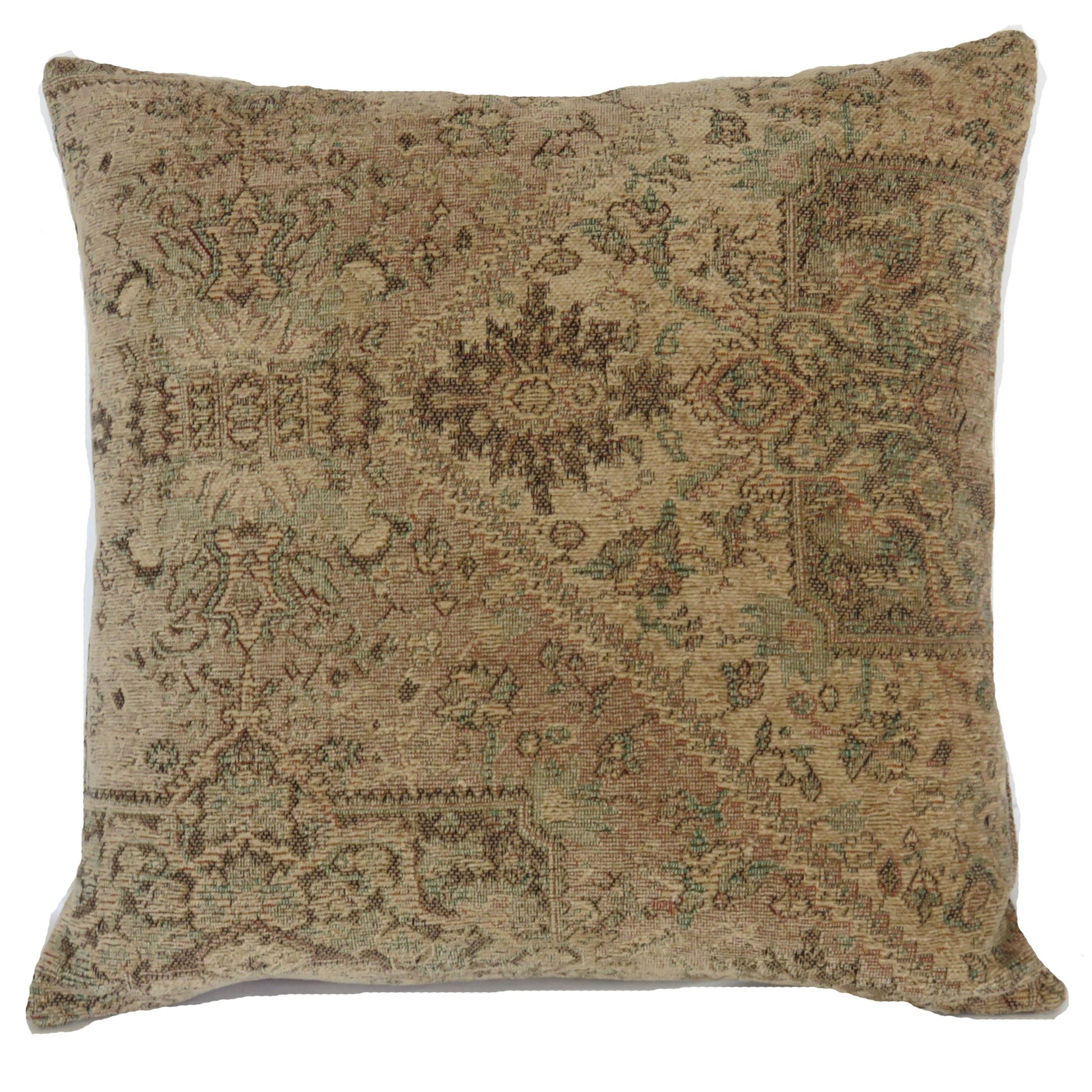 faded carpet style pillow cover in taupe, blush, pale green