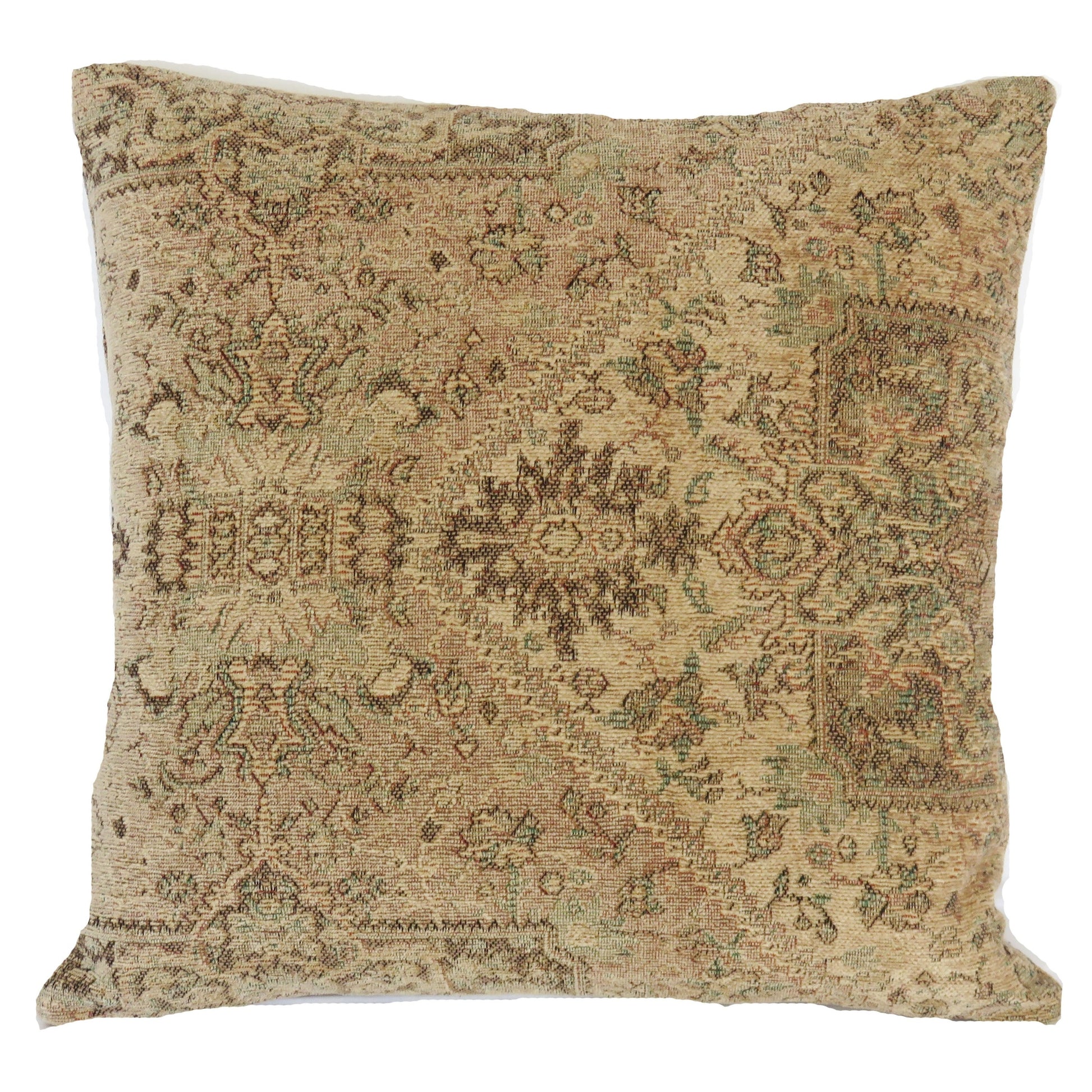 faded carpet style pillow cover in taupe, blush, pale green