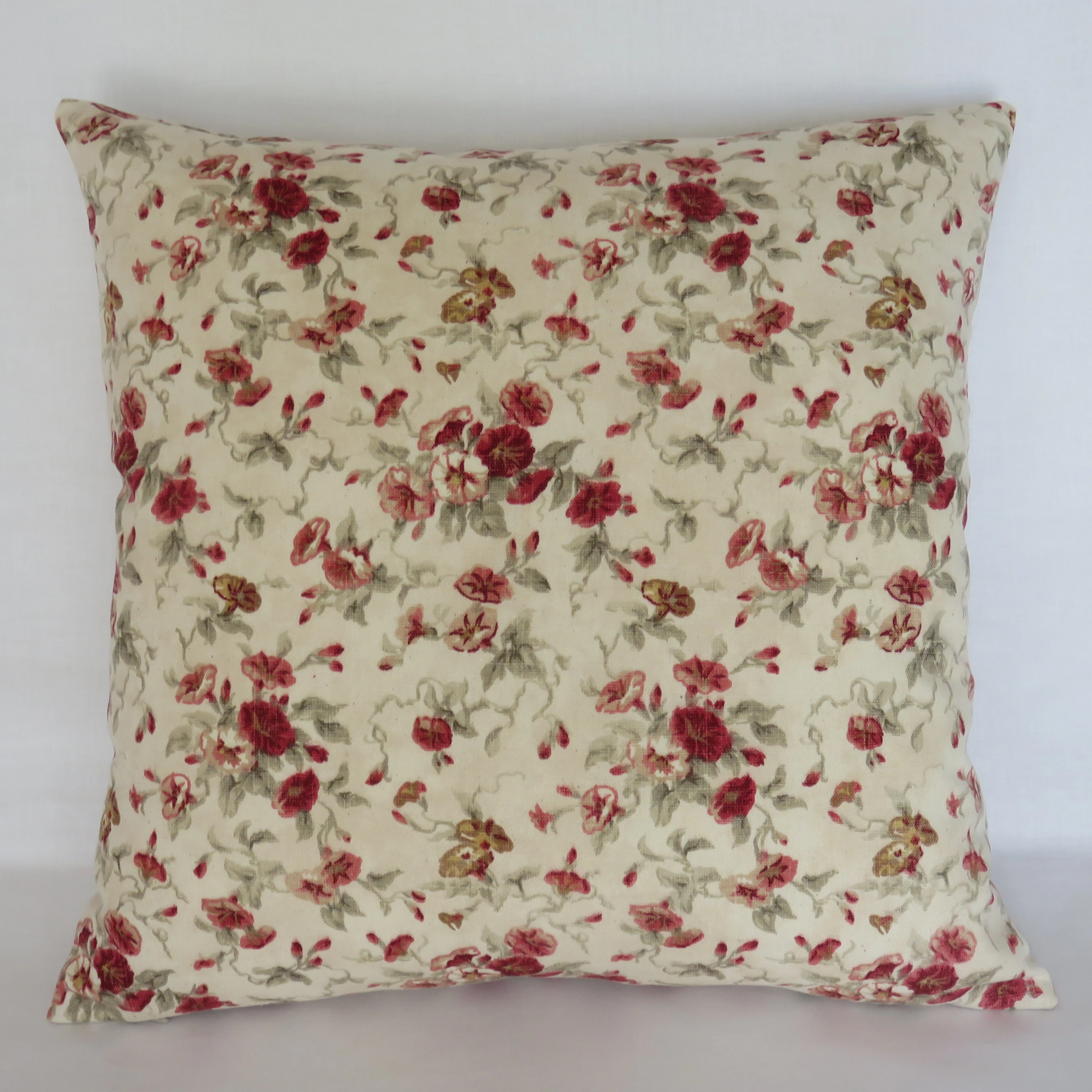 fairhaven rose pillow cover waverly cream and red  country floral