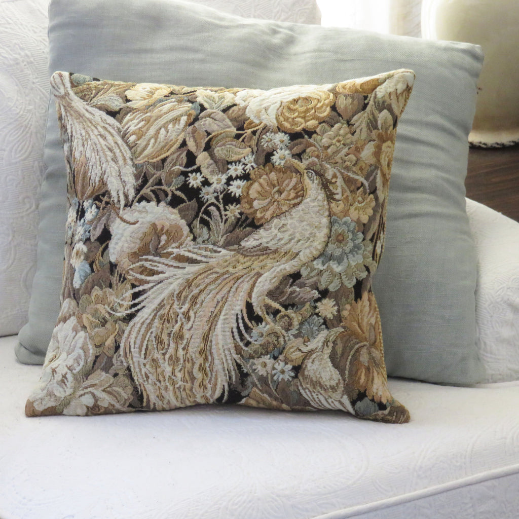 St. Claire - Embroidered Flower Decorative Pillow - Gold, Grey