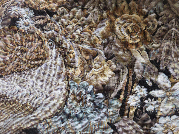 golden tapestry bird & floral pillow cover