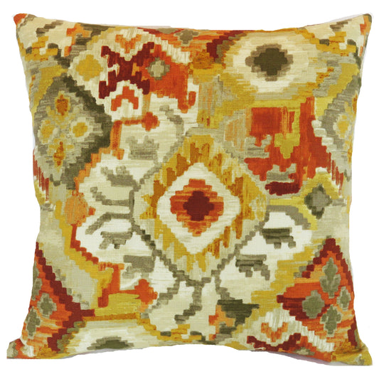 gold orange southwest ikat pillow cover