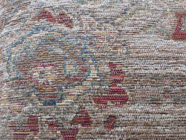 gold chenille pillow cover with rust and teal