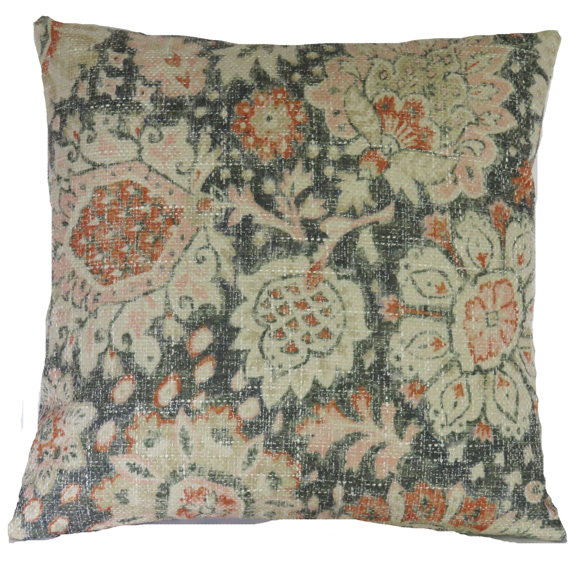 blue rust floral pillow cover