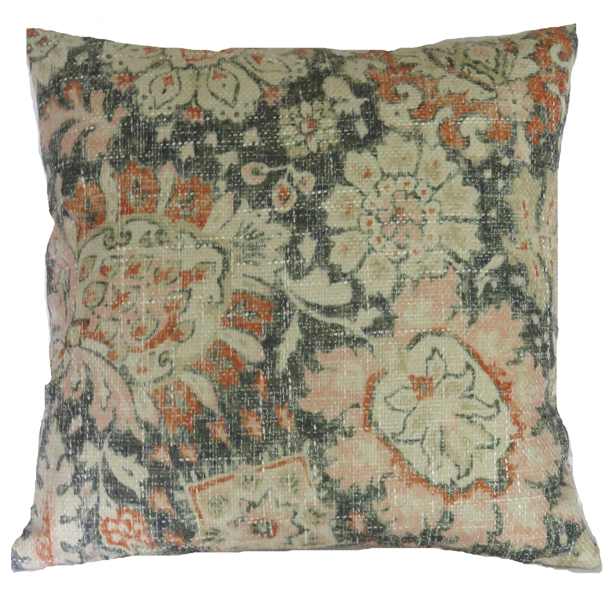 blue rust floral pillow cover