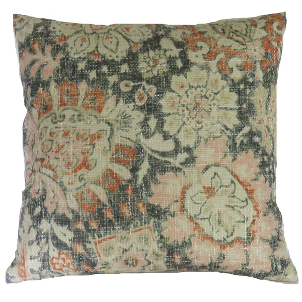 blue rust floral pillow cover