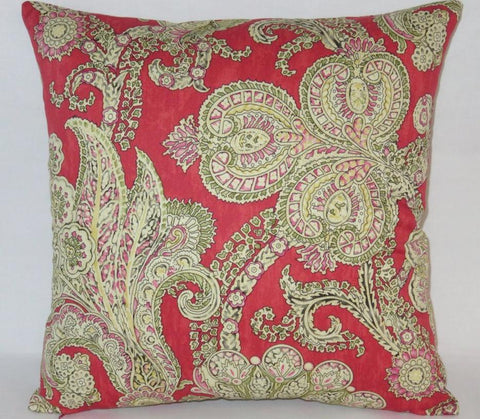 red paisley pillow, Waverly grand gesture sateen