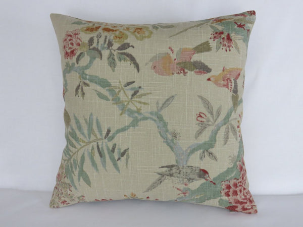 Bird floral linen pillow, braemore arielle woodland