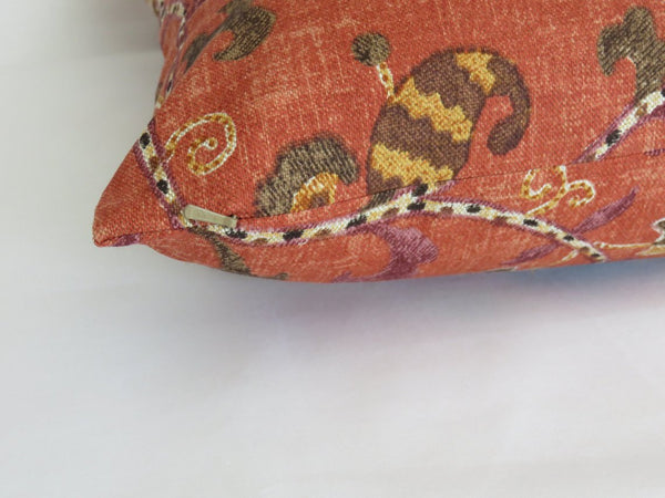rusty orange suzani pillow kaufmann soumak persimmon fabric