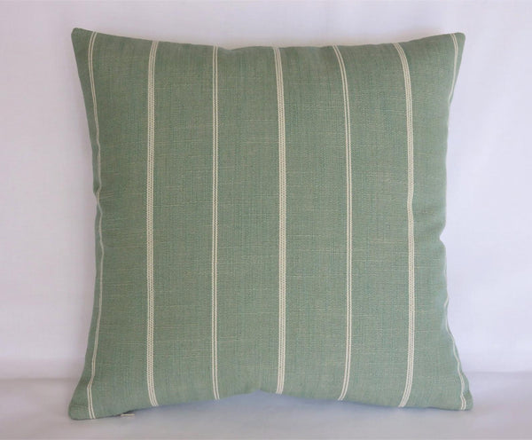 sea green farmhouse stripe pillow cover
