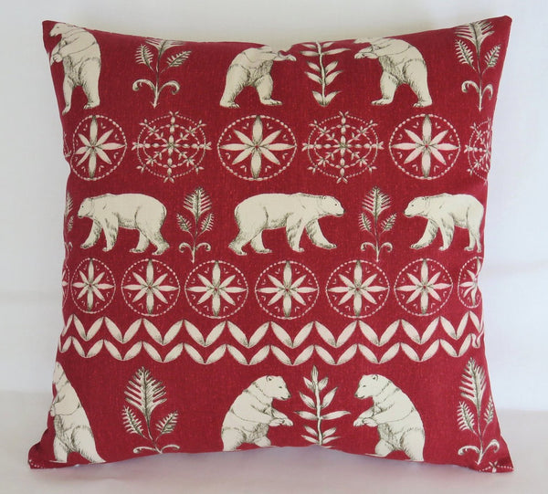 red and white polar bear pillow cover winter christmas decor