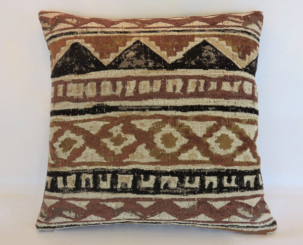 Tribal Mud Cloth Motif Pillow Cover in Brown, Black & Beige