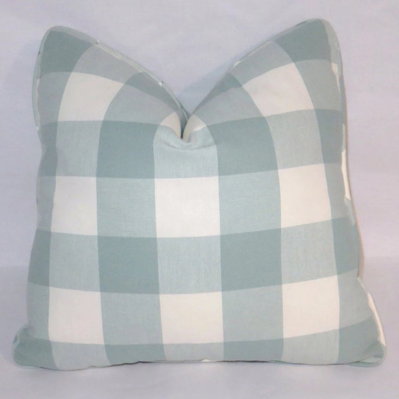 Aqua &  Ivory buffalo check plaid pillow cover