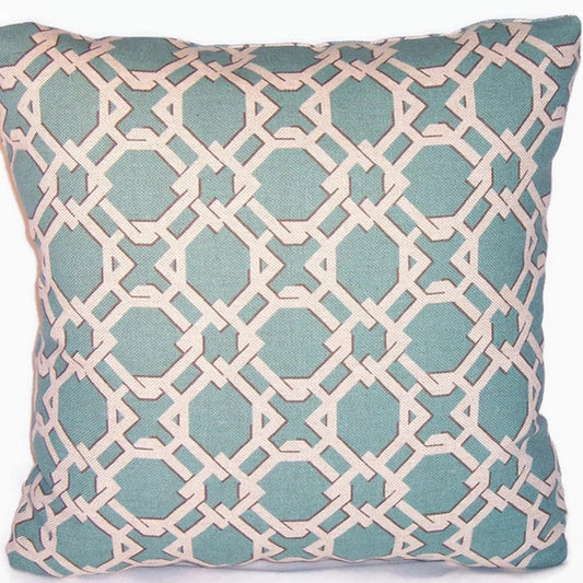 turquoise linen blend basket weave pillow cover, Lacefield