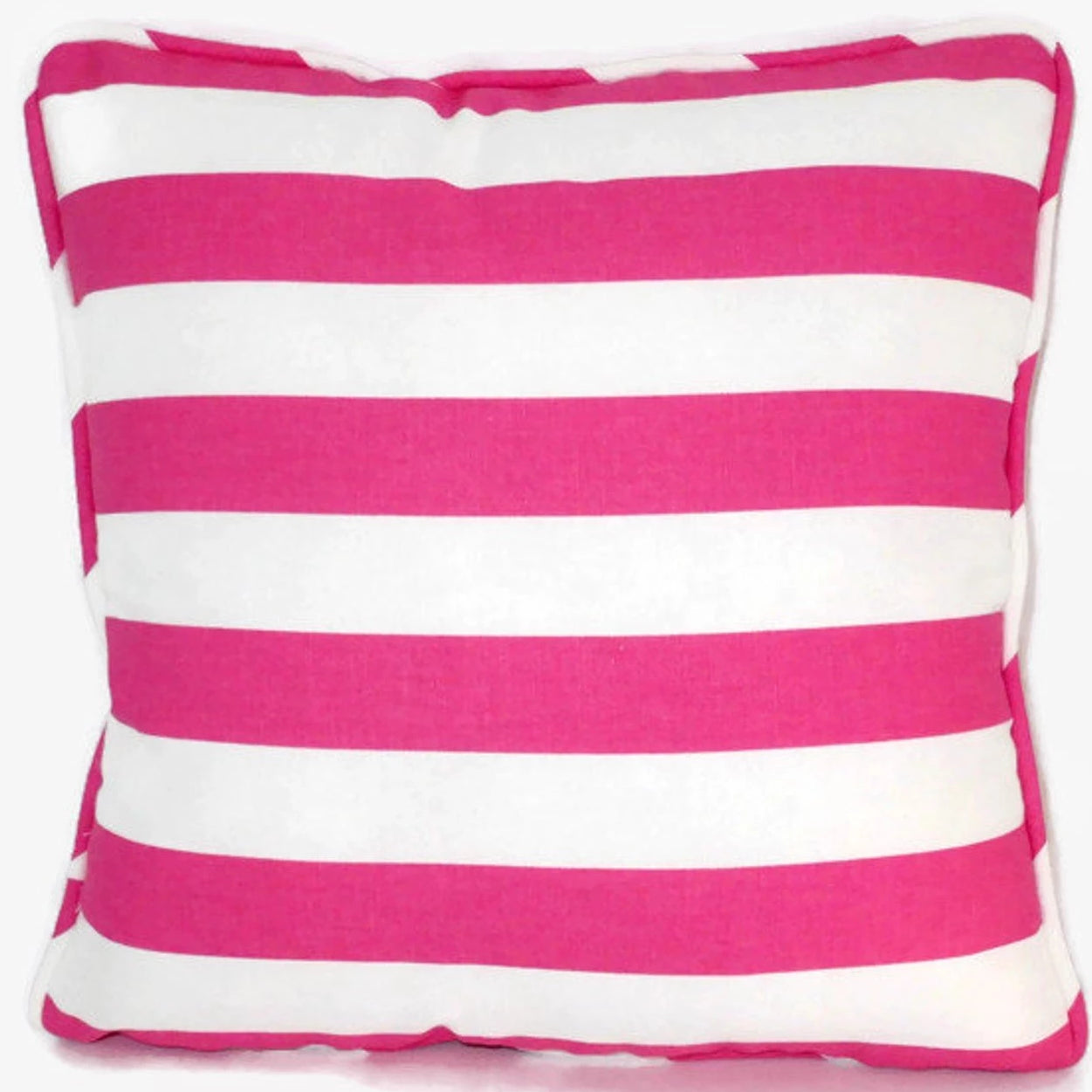 Hot pink and white awning stripe pillow cover