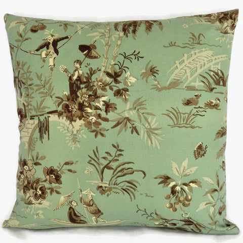 Waverly Polynesian Swing Pillow Cover, Scenic Print in Sea Green
