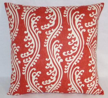 Red waverly waves pillow