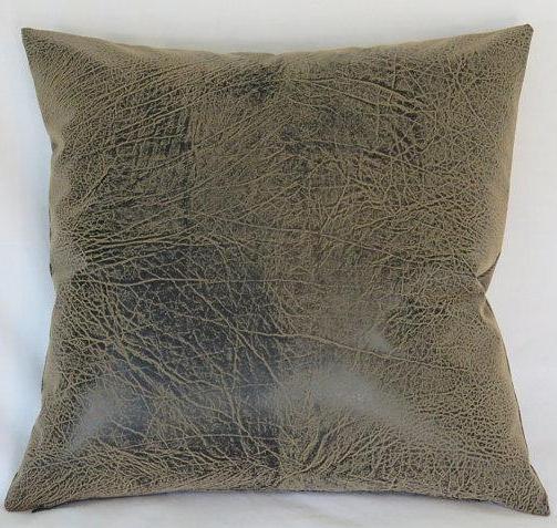 brown distressed faux leather pillow