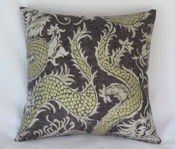 waverly good fortune dragon pillow noir