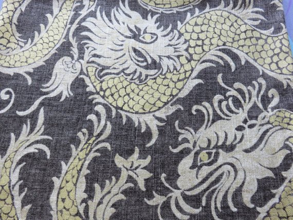Grey-Brown and Gold Dragon Pillow Cover