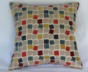 colorful chenille squares pillow