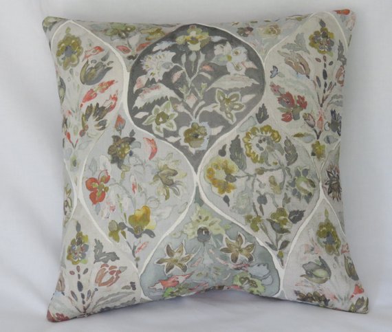 floral medallion pillow watercolor style