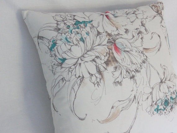 white cotton floral pillow cover