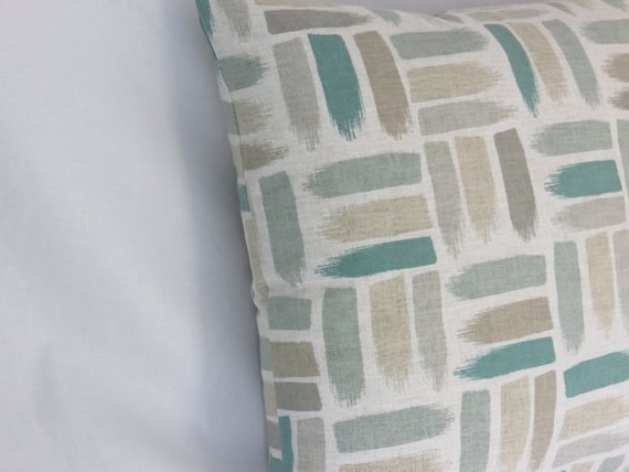 Teal and Tan Brushstroke Pillow Cover
