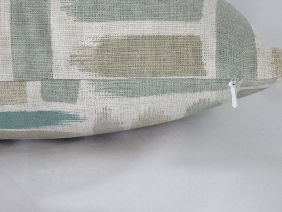 Teal and Tan Brushstroke Pillow Cover