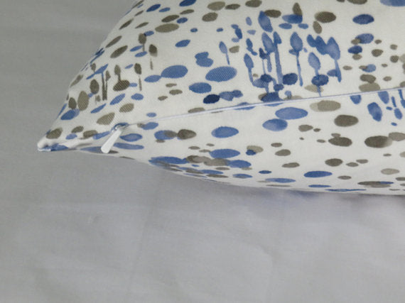 blue grey white spattered pillow cover