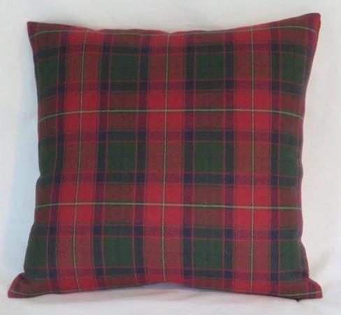 dark red green tartan plaid pillow