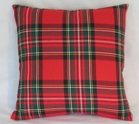 bright red green tartan plaid pillow