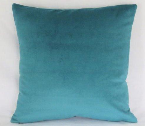 Teal velveteen pillow cover 17" suede-like texture