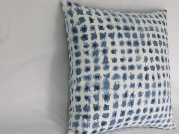 Indigo Blue Watercolor Dot Pillow