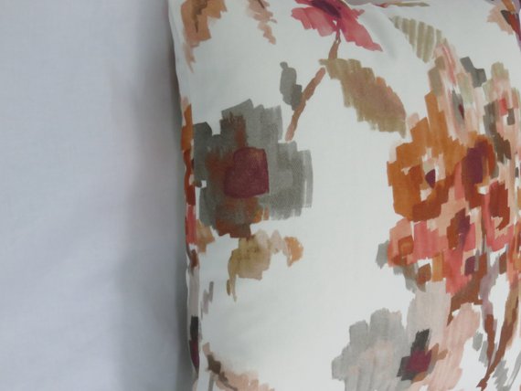 Rust and Purple watercolor floral pillow