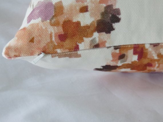 Rust and Purple watercolor floral pillow