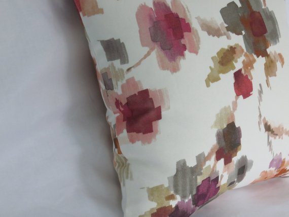 Rust and Purple watercolor floral pillow