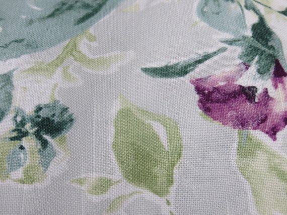 teal and purple watercolor floral pillow in Kelly Ripa fabric