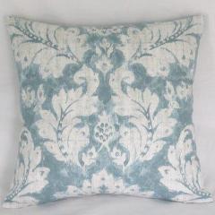 Teal green damask print pillow