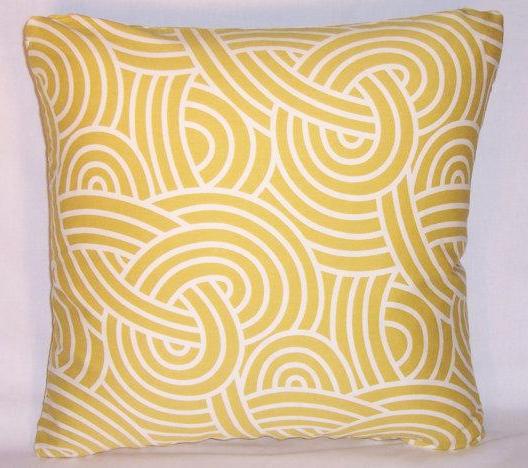 yellow swirl pillow