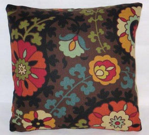 colorful brown suzani pillow