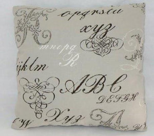 pale grey alphabet script pillow